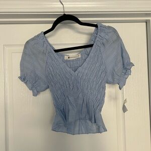 Blue Smocked Women's Top